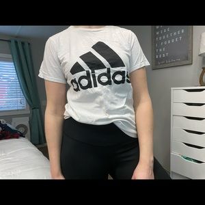 adidas white logo tee shirt